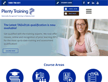 Tablet Screenshot of plentytraining.edu.au